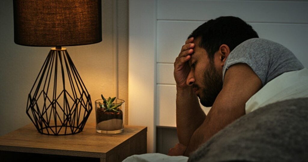 A man suffering with sleep apnea